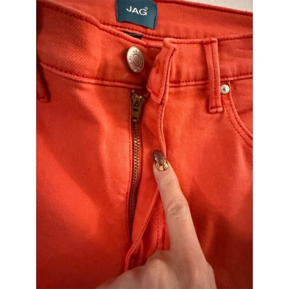 JAG Cassie Mid Rise Crop Slim Straight Leg Jeans Salsa Red Orange 10 J2943GDS676